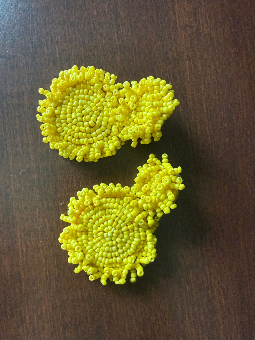 Handmade Yellow Beaded Statement Earrings